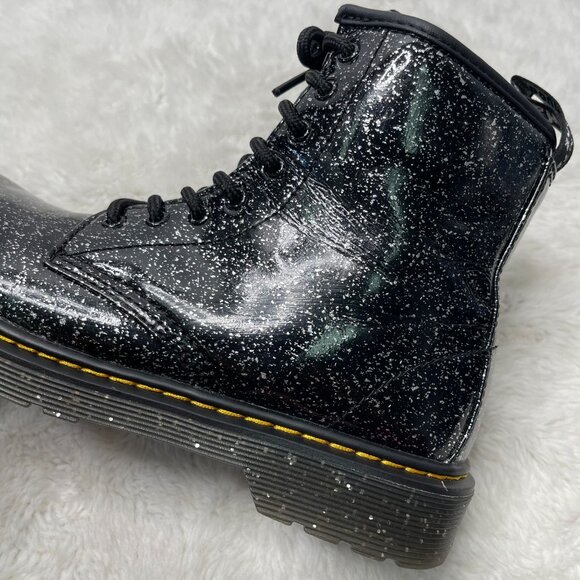 Dr Martens #1460 Kid's Black Glitter Ankle Lace Up Boots Shoes Size 5 - Picture 7 of 9
